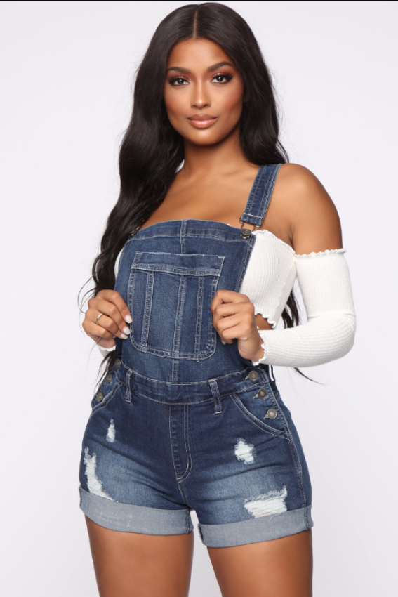 WW | Overall Zerrissene Denim Shorts