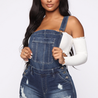 WW | Overall Zerrissene Denim Shorts