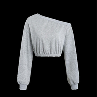 Damen lässiger cropped Pullover mit asymmetrischem Ausschnitt W&W