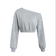 Damen lässiger cropped Pullover mit asymmetrischem Ausschnitt W&W