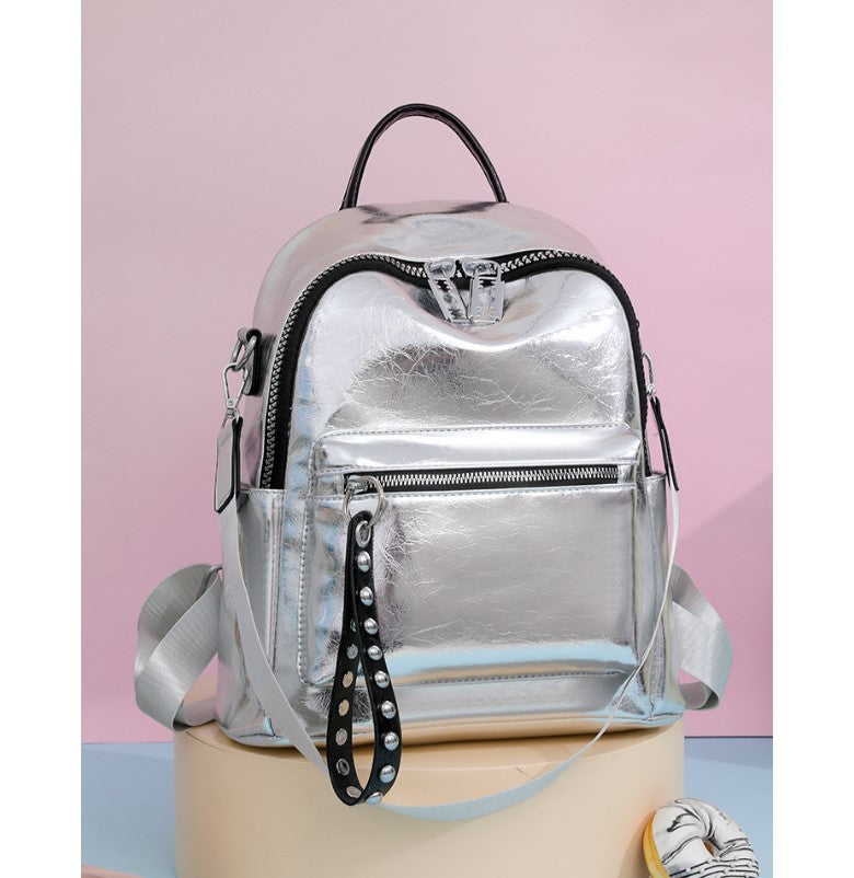 WW | Rucksack - Silber - Hochwertiges Leder mit Polyester-Futter