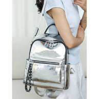 WW | Rucksack - Silber - Hochwertiges Leder mit Polyester-Futter