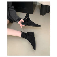 Damen Wildleder Spitz Zehen Knöchel Stiefeletten WW