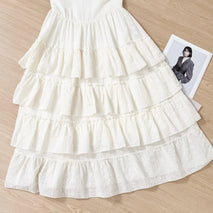 WW | Elegantes Ärmelloses Rüschentorte Kleid