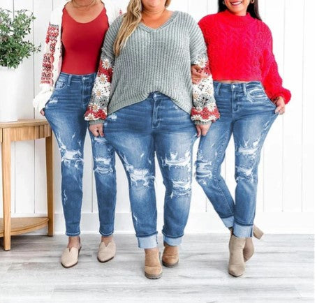 WW | Boyfriend-Jeans mit Umschlägen