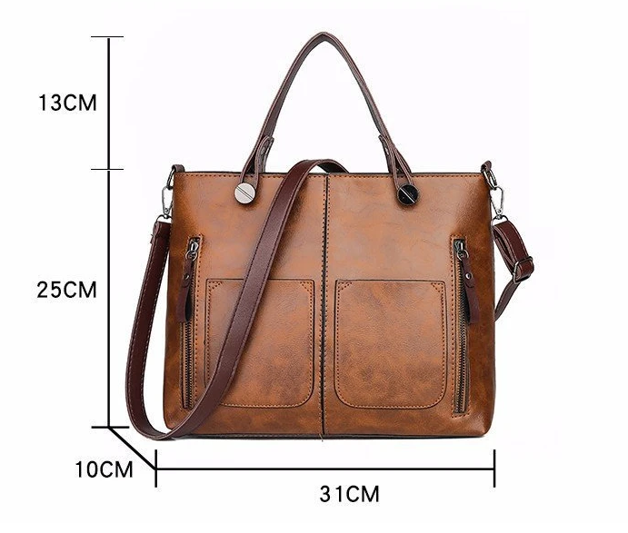 W&W Mode | Strukturierte Lederhandtasche mit zwei Fächern für Damen