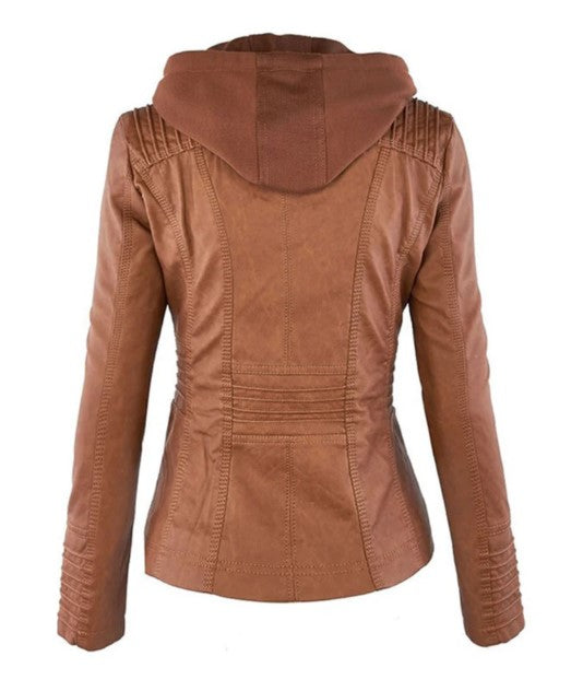 W&W Mode Lederjacke Mit Kapuze Für Damen | Perfekt Für Lässige Tage