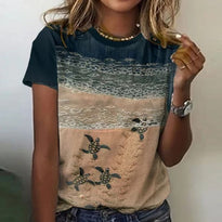 WW | T-Shirt mit Strand-Schildkröte-Design