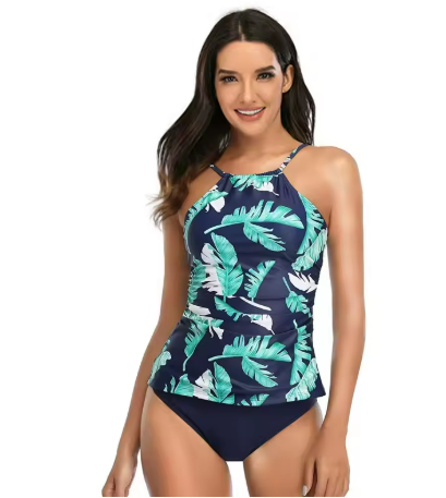 WW | Hochkragen Einteiler Badeanzug Bauchkontrolle Schwimmanzug Kreuzgurt Schwimmbekleidung Schwarz