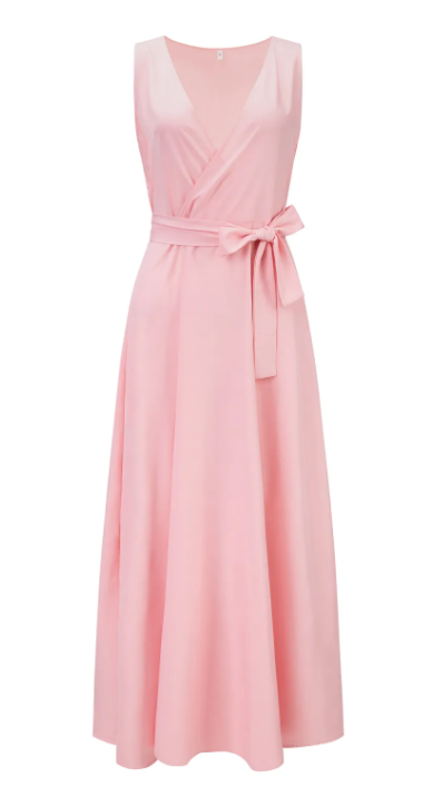 WW | Elegantes V-Ausschnitt Ärmelloses Maxi-Kleid für Damen