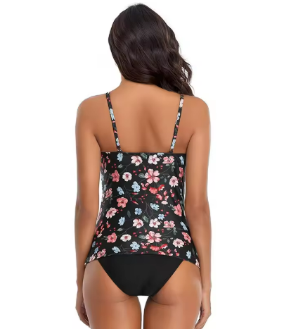 W&W Mode | Hochkragen Einteiler Badeanzug Bauchkontrolle Schwimmanzug Kreuzgurt Schwimmbekleidung Schwarz
