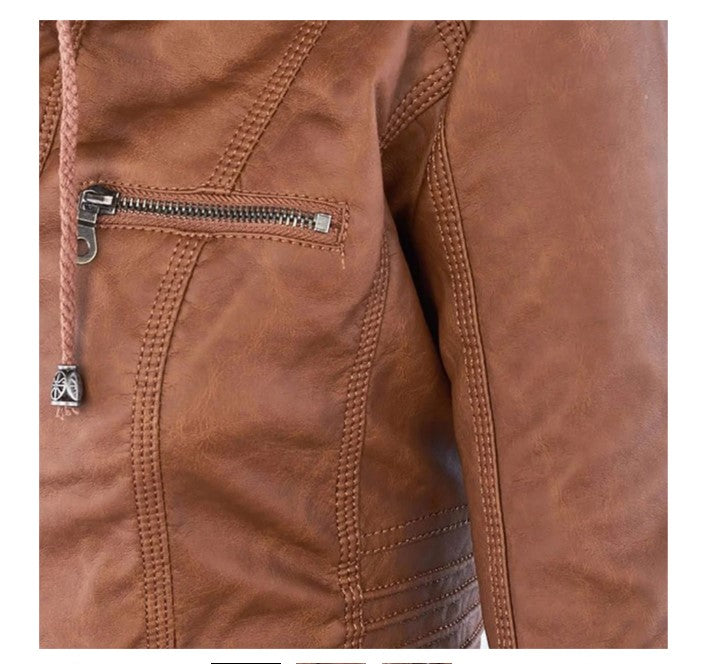 W&W Mode Lederjacke Mit Kapuze Für Damen | Perfekt Für Lässige Tage