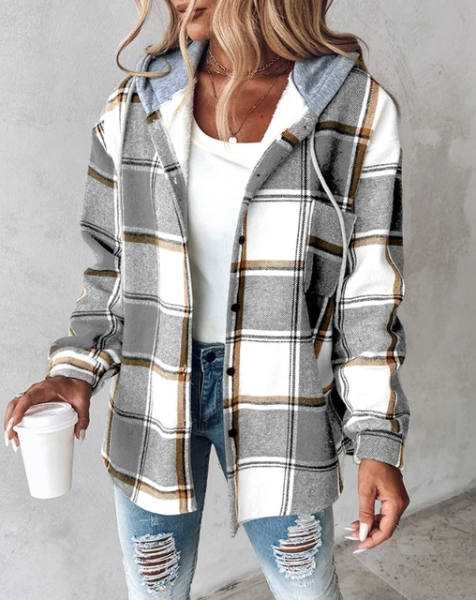 W&W Mode | Kariertes Kapuzenjacke