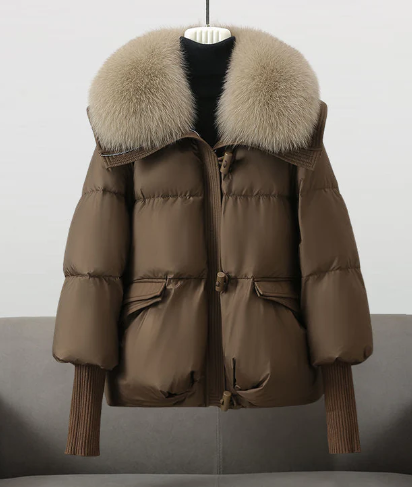 WW | Stilvolle Winter Chic Gewatteete Jacke mit Pelzkragen für Frauen