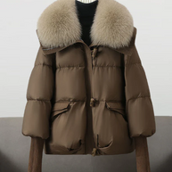 WW | Stilvolle Winter Chic Gewatteete Jacke mit Pelzkragen für Frauen
