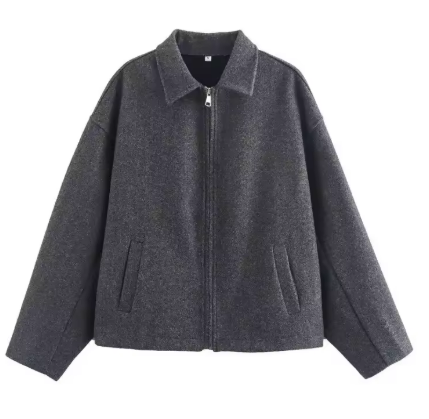 W&W Mode | Braune Wolljacke Für Damen Mit Elegantem Kragen