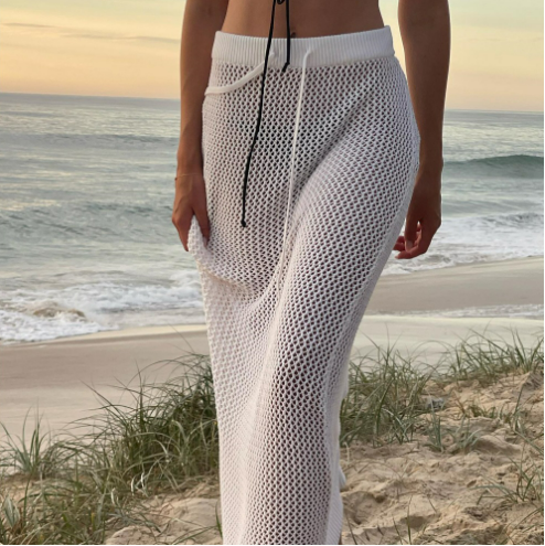 WW | Rosiedress Elastischer Bund Hohl Raum Cover Up Maxi Rock