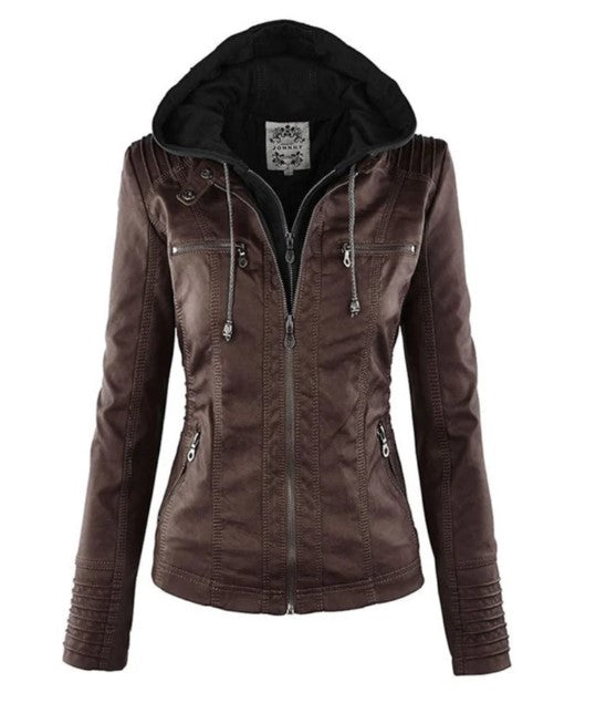W&W Mode Lederjacke Mit Kapuze Für Damen | Perfekt Für Lässige Tage