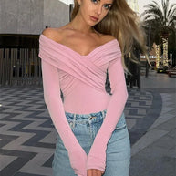 WW Off-Shoulders Bodysuit | Moderner eleganter plissierter Damen-Bodysuit
