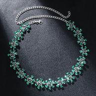 WW | Mode Pink Crystal Flowers Choker Necklace Statement Accessories Mode Frauen Rhinestone Collar Necklace Schlüsselbein Schmuck Ins
