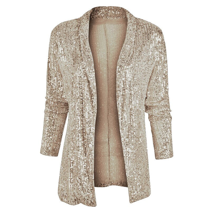 WW | Eleganter Blazer Strickjacke Mit Glitzer Für Frauen