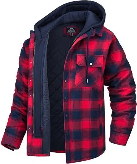 WW | Herren Kapuzen Steppjacke Aus Baumwolle Und Flanell Mit Karo Design