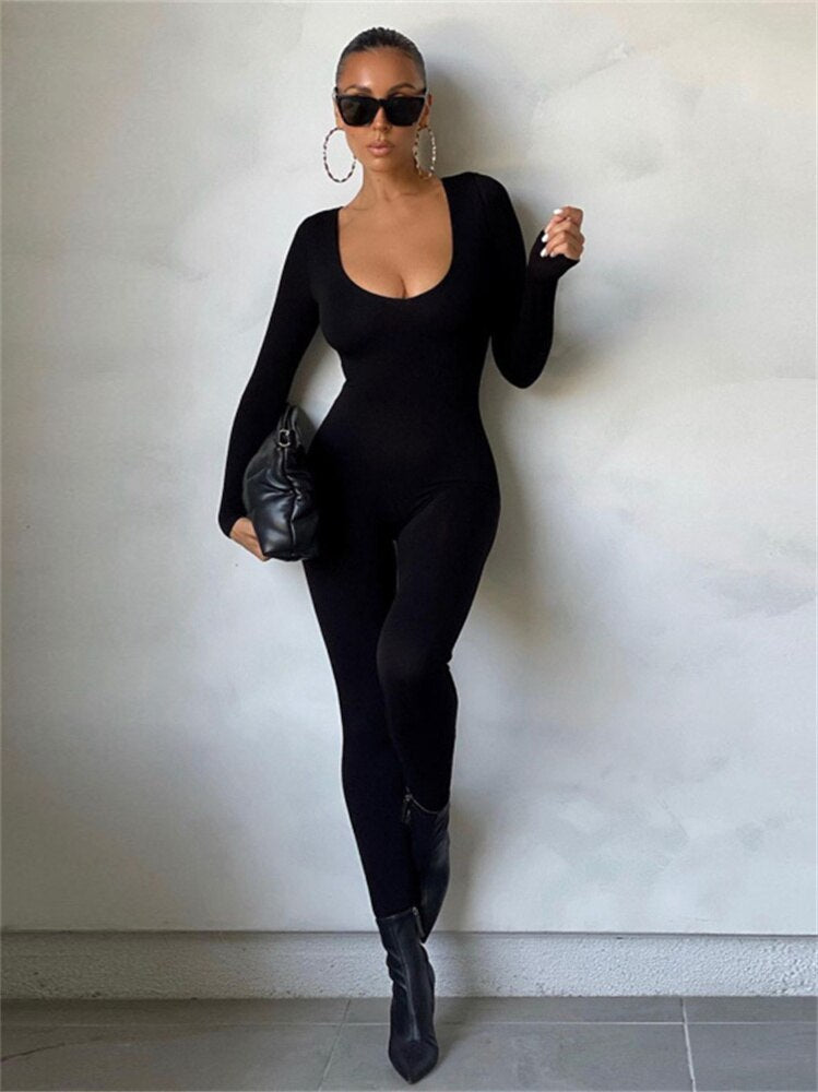 Damen Jumpsuit mit rundem Ausschnitt aus 95% Polyester und 5% Elasthan