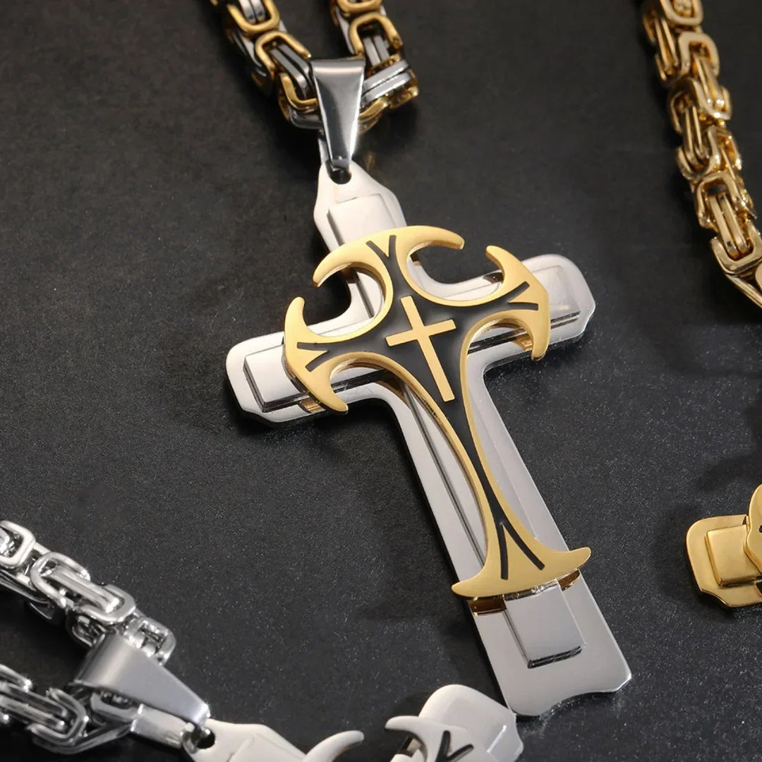 W&W Mode | Byzantinisches Kreuzanhänger Für Herren in Gold