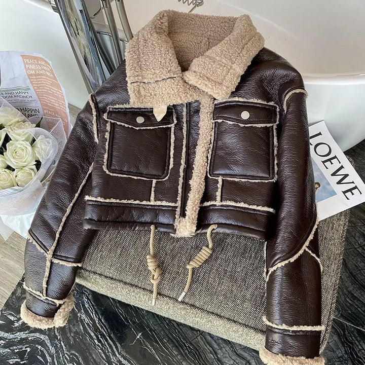 W&W Mode | Kurz Geschnittene Lederjacke Mit Lammfell