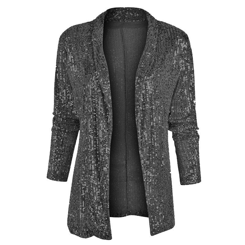 WW | Blazer Kurzer Cardigan mit Glitzernden Pailletten