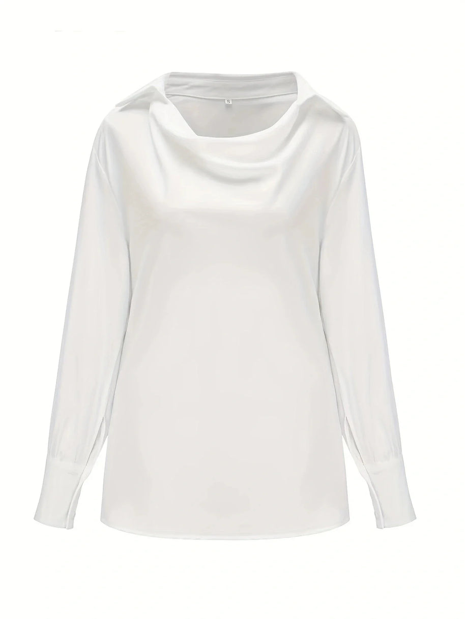 WW | weiße Bluse mit Wasserfallkragen