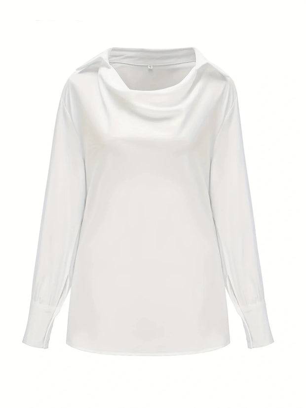 WW | weiße Bluse mit Wasserfallkragen