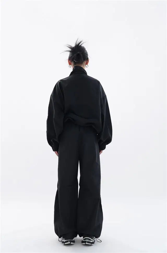 WW | Oversized Sportlich Schwarz Trainingsanzug