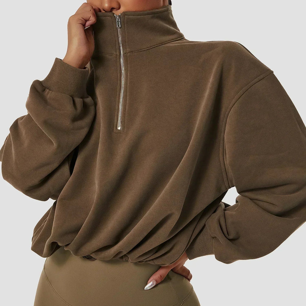 WW | Yoga Pullover Hoher Kragen Fitness Sport Sweatshirt Frauen Lauf Segel Reißverschluss Frauen Lockere Langarm Sweatshirt