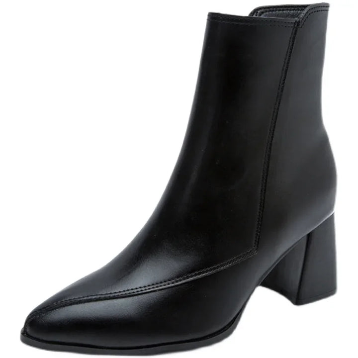 W&W Mode - Frauen trendige klobige Absatzstiefel mit spitzem Zehen und wasserdichter Plattform