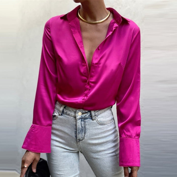 Satin-Bluse für Damen mit elegantem Design