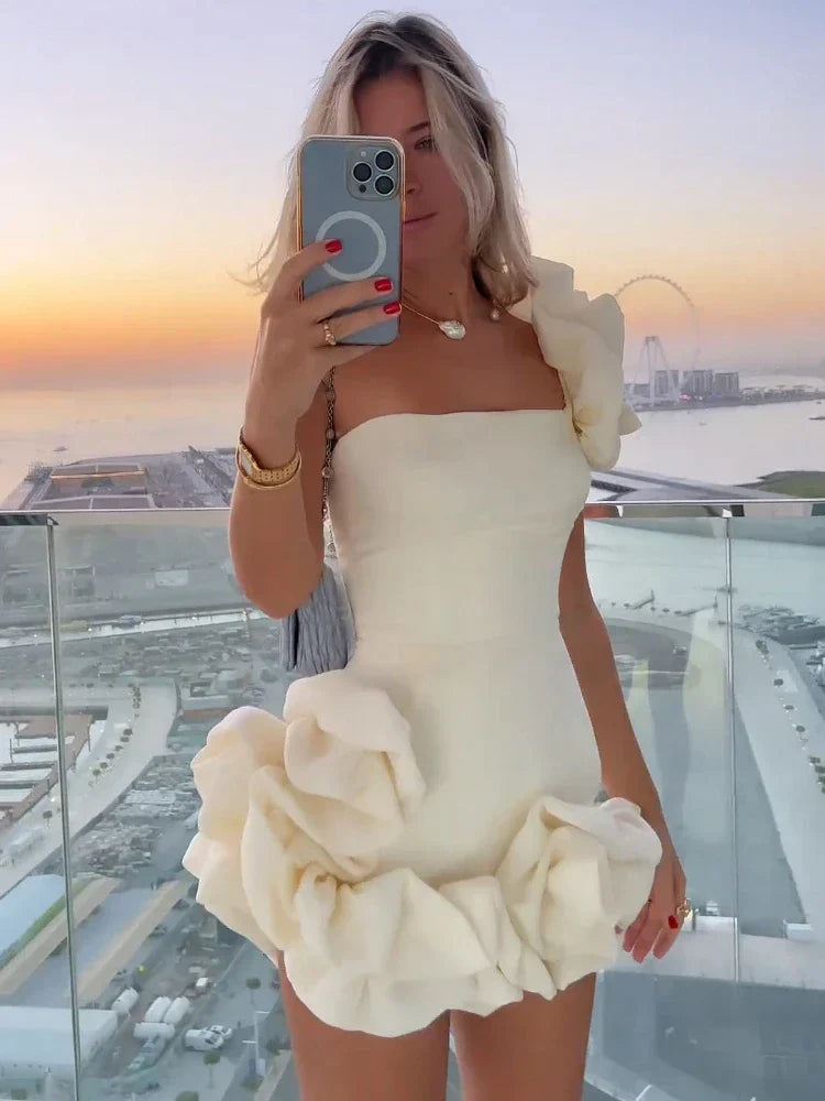 WW | Elegante Fest Abend Prom Kleid Blumen Patchwork Plissee Mini Kleider für Frauen Ärmellos Sexy Sommer Kleid Schwarz Weiß