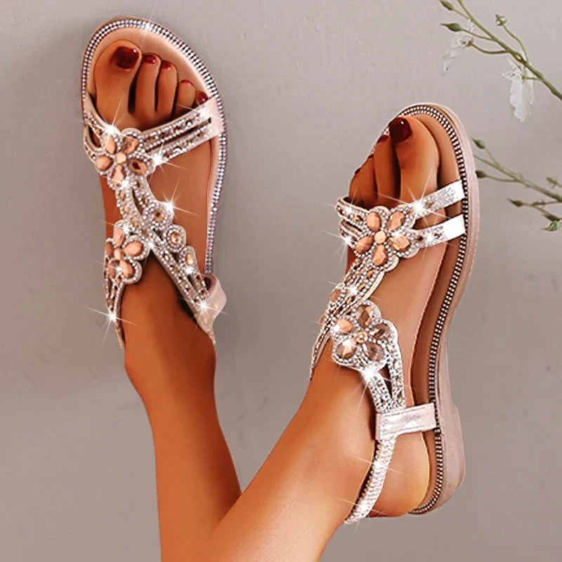 WW | Frauen Sandalen Strass Offene Zehe Mode Frauen Schuhe Einfarbig Sommer Offene Zehe Strand Sandalen Rutschfeste Schuhe Damen