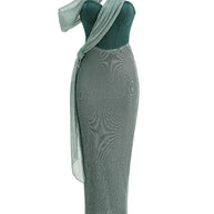 WW | Glitzer Rückenfrei Abend Maxi Kleid