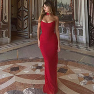 WW | Elegante Frauen 2 Teiliges Kleid Set Strapless Bodycon Crop Top und Maxi Rock Set Formelles Hochzeitsgast Festkleid