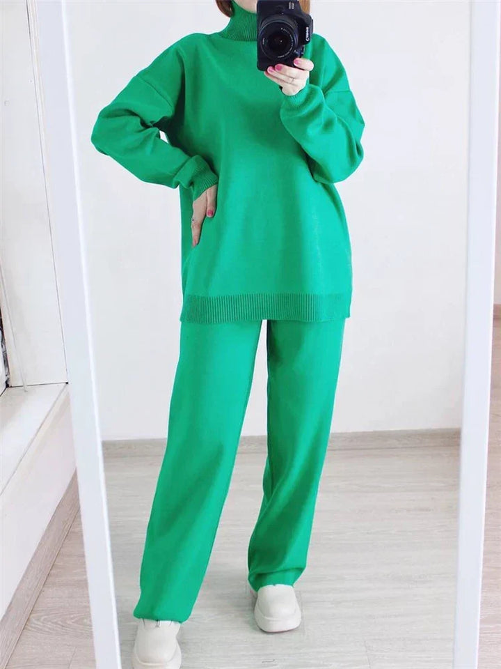 W&W Mode | teilige Loungewear-Set - gestrickter Damenpullover und Hose