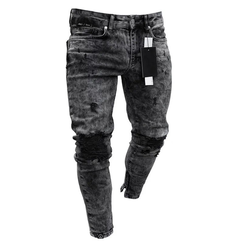 WW | Herren Cargojeans Aus Gewaschenem Denim Mit Mehreren Taschen