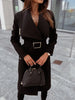 WW | for Women - Long and Tailored - Wide Collar - Fabric Belt with Buckle