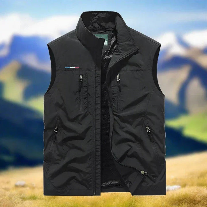 W&W Mode Herren Outdoor-Weste mit Reißverschluss und mehreren Taschen