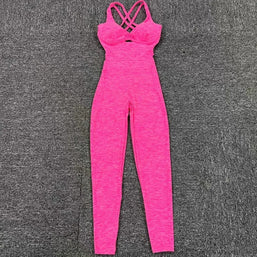 WW | Sportlicher Jumpsuit Frauen Sportbekleidung Push-Up Gym Set Frauen Fitness Overall Lycra Sport Outfit für Frauen Sportbekleidung Yoga Kleidung Pink