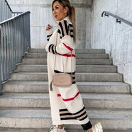 WW - Lange gestreifte Strickjacke