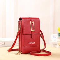 WW Leder Smartphone Clutch | Damen Handtasche mit Touchscreen-Fenster