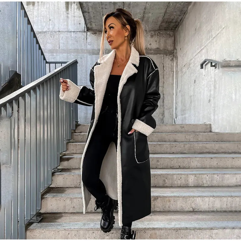 W&W Mode - Reverskragen mit Taschen Lederjacke