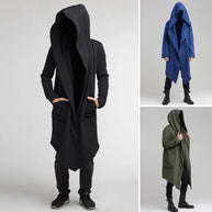 WW | Lange Strickjacke Im Gothic Stil Mit Kapuze Für Herren