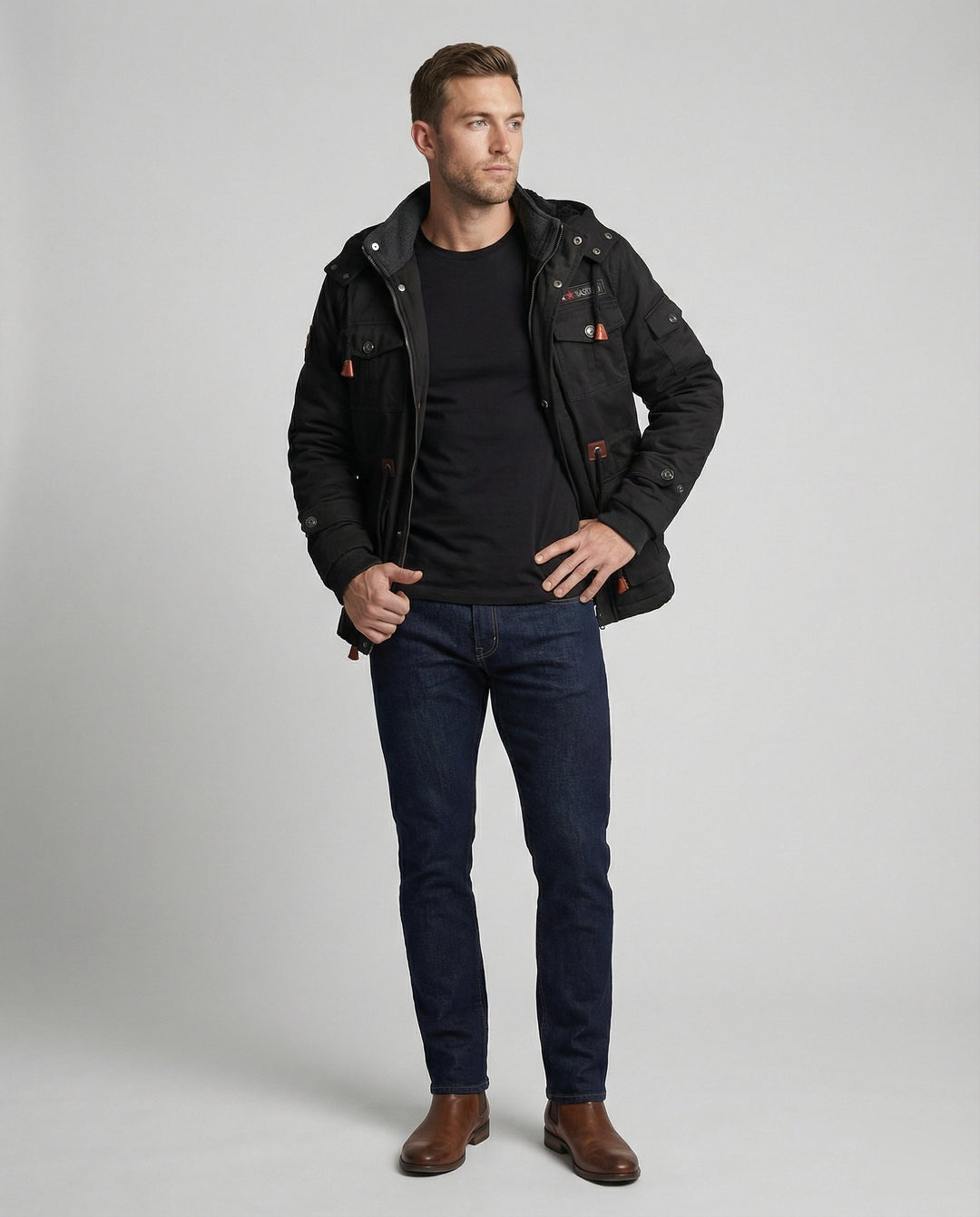 Herren Winterjacke aus Polyester mit Stilvollem Design & Wärmender Fütterung | W&W Mode